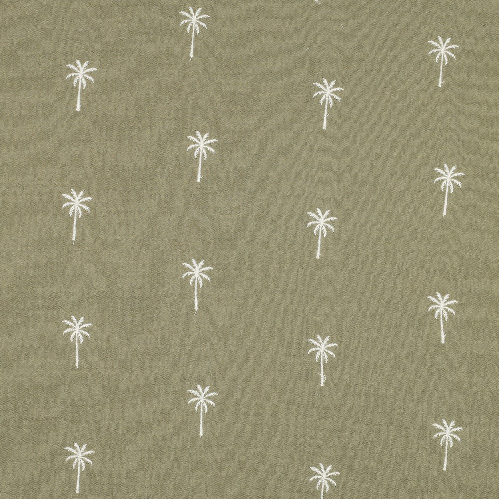 Musselin Stick Palmen olive