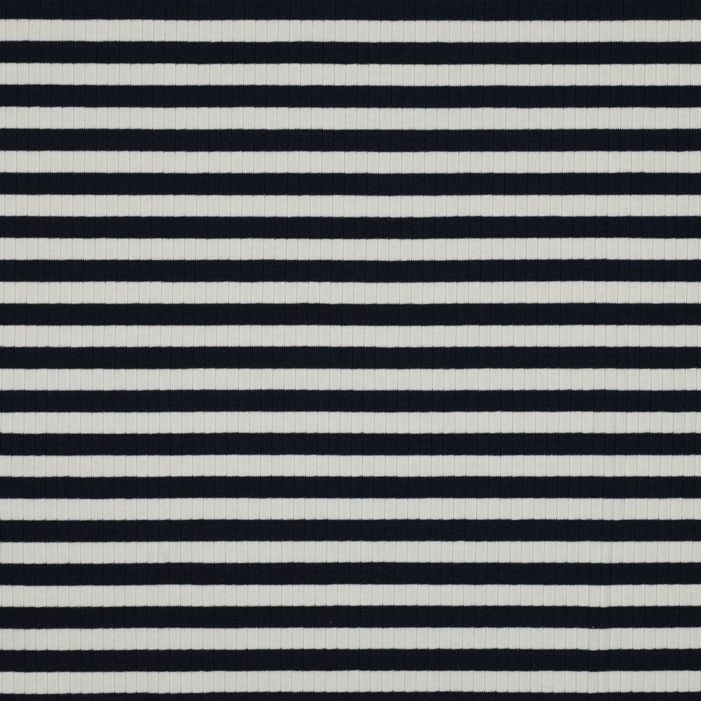 Breit Rib Jersey gestreift - navy