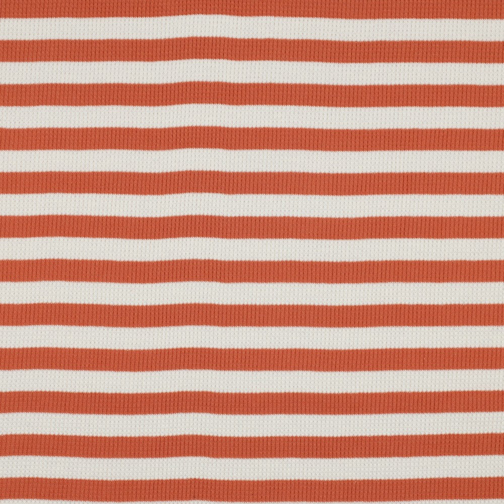 Waffelstrick Jersey gestreift cognac