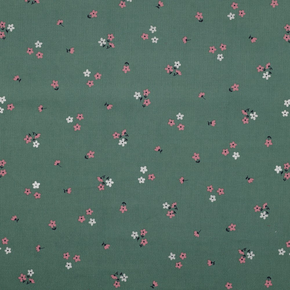 Rest 43 cm Fein Cord Streublümchen jade