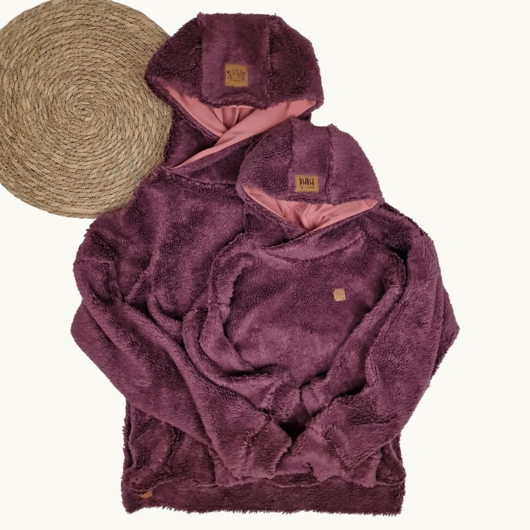 Teddy Baumwollstoff cassis
