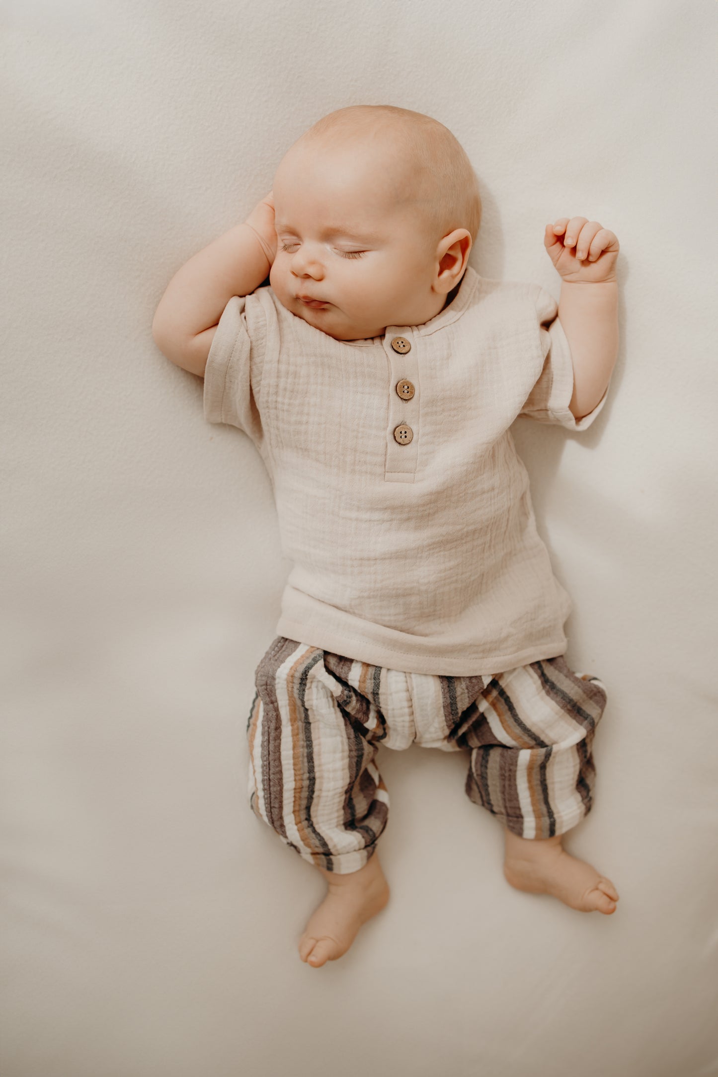 Set Musselin Shirt & kurze Hose - Baby & Kinder Kleidung - Farbe sand