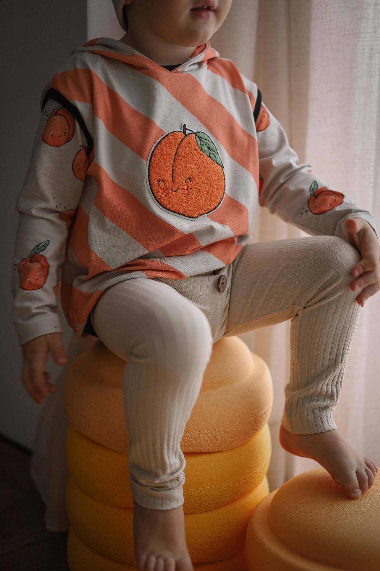 Diagonal Stripes cream/peach - Jersey