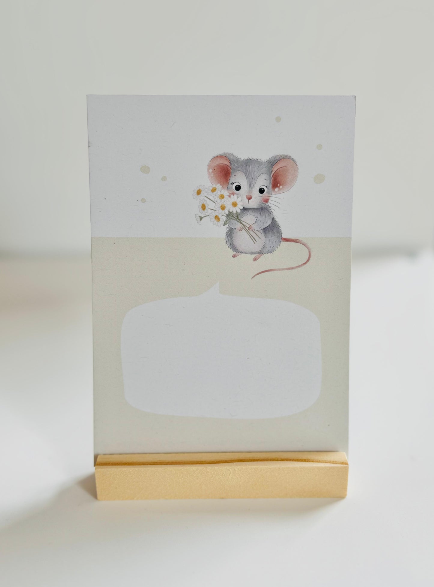 Sprechblase Mäuschen mit Blumen - Postkarte