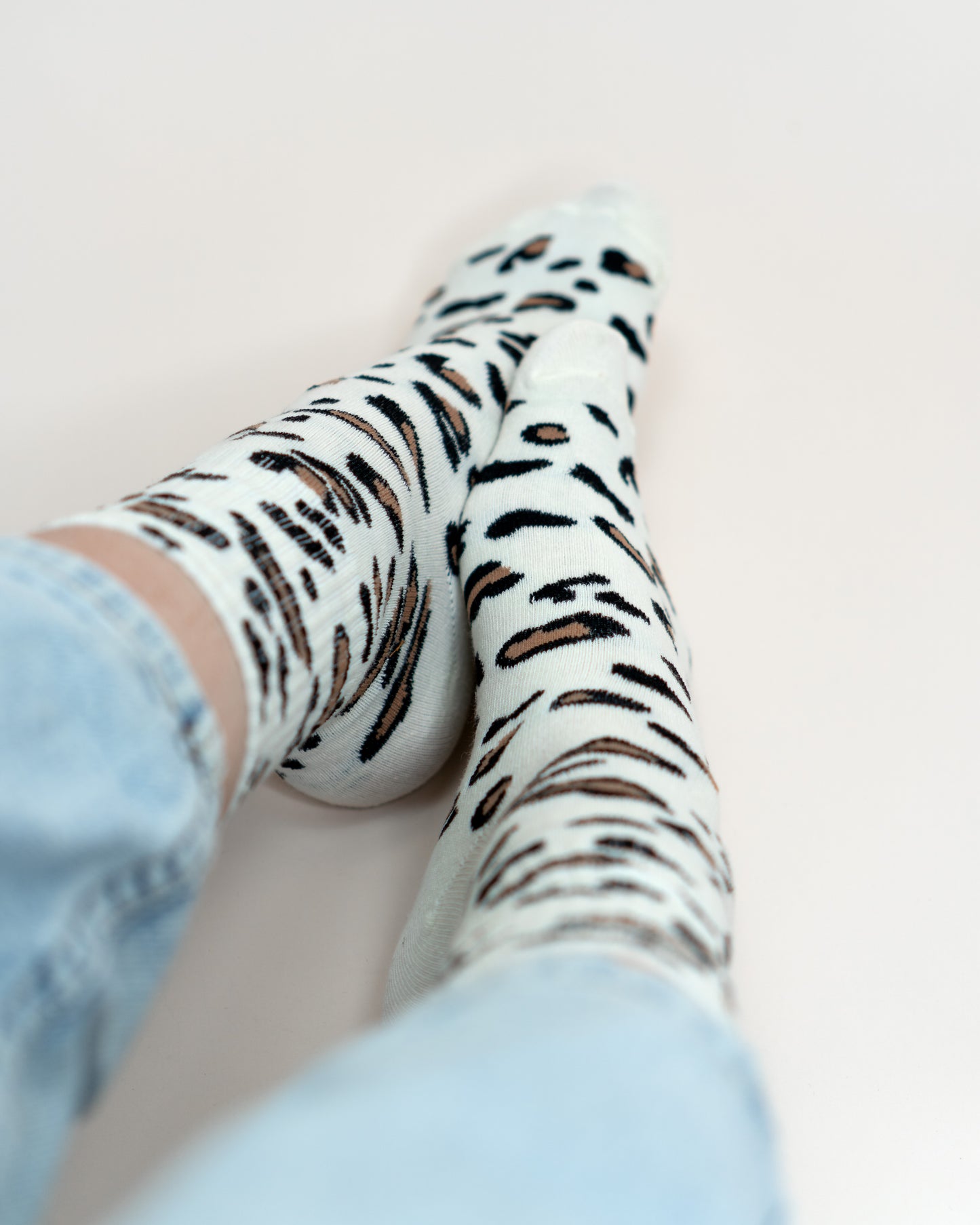 Damen Socken Leo Design creme