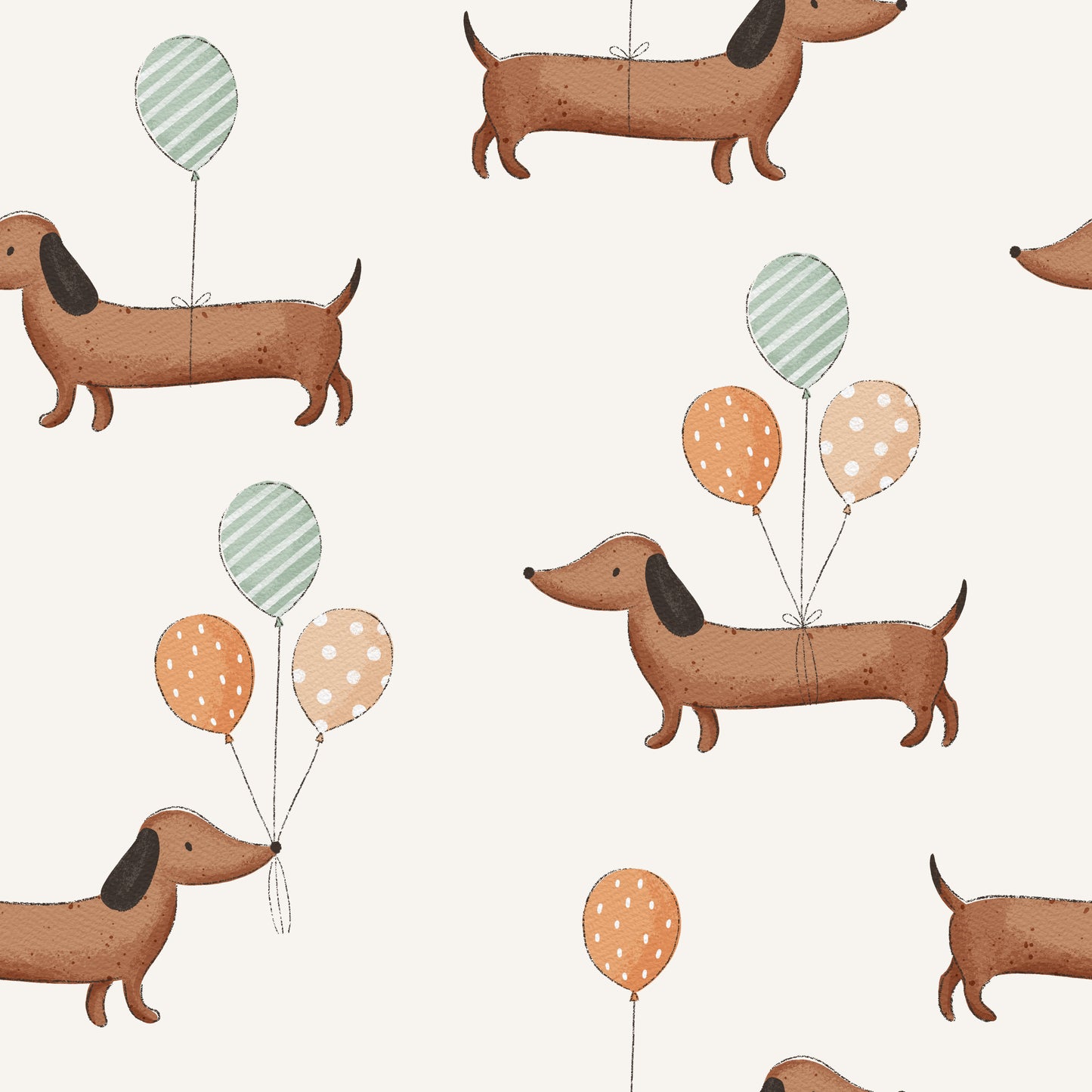 Dackel mit Luftballons - French Terry