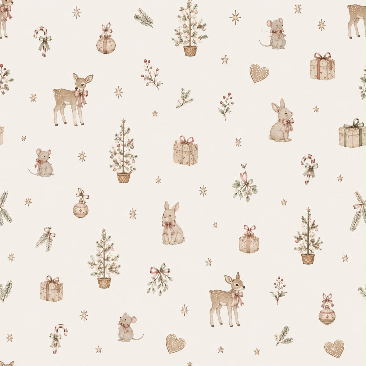 Tiere Reh, Hase & Maus in der Weihnacht - French Terry x Atelier DreiFaden
