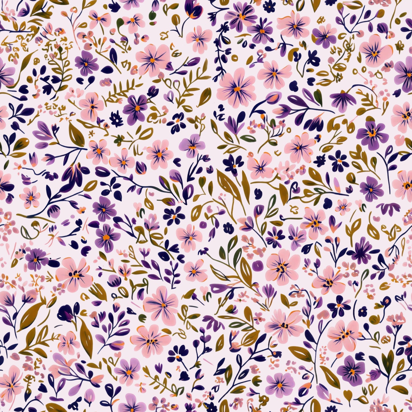 Dusky Lavender Flowers - Rib Jersey