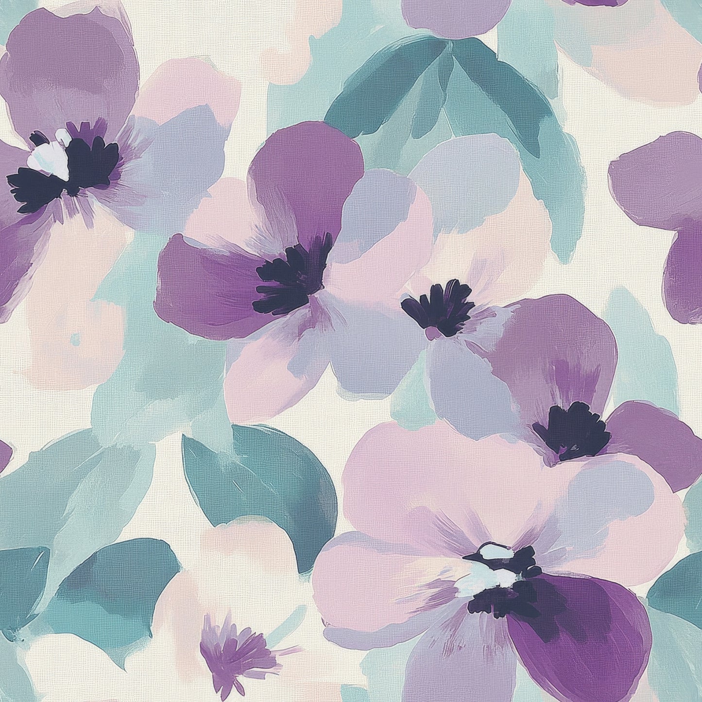 Big Flowers lavendel/teal - French Terry