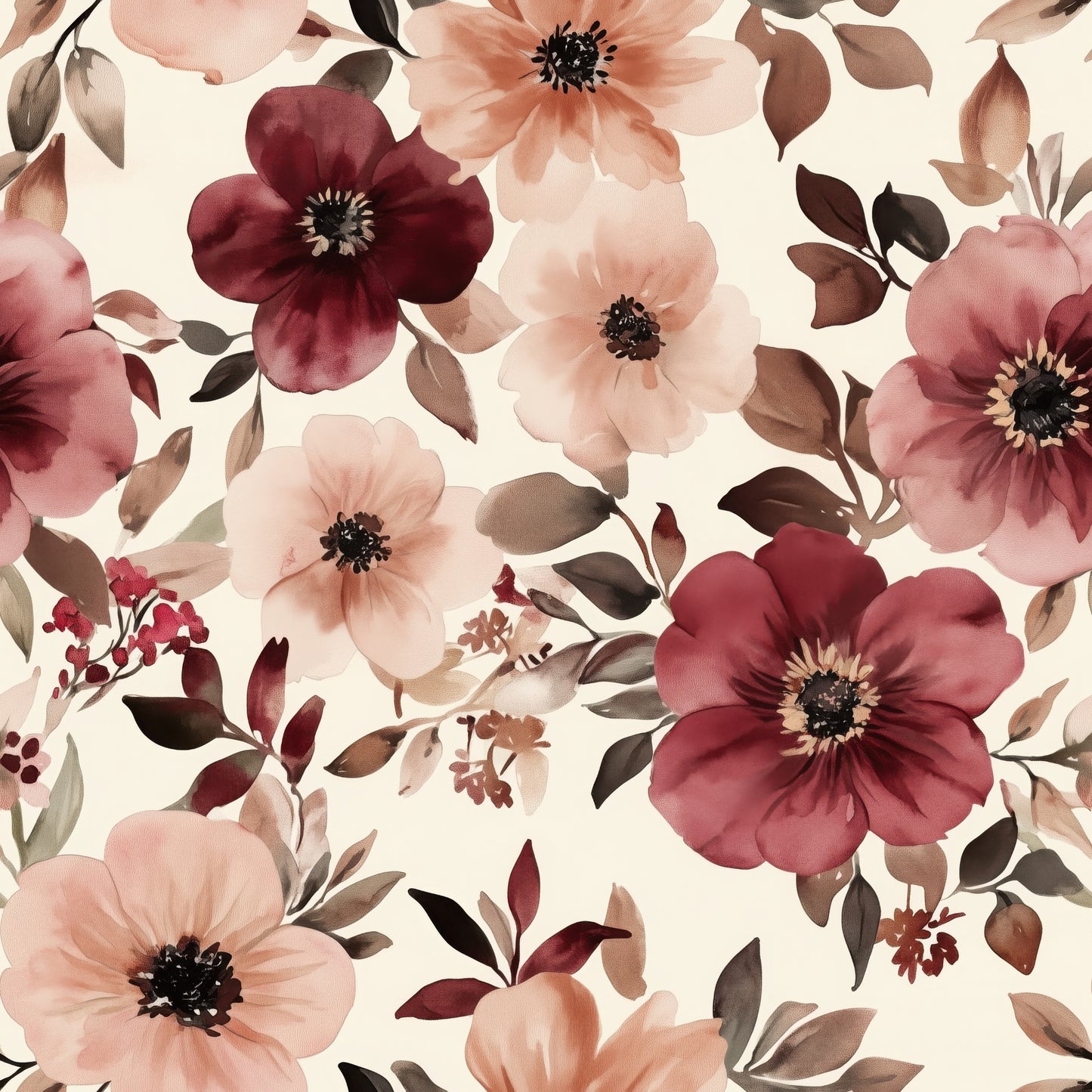 Plum Flowers - French Terry