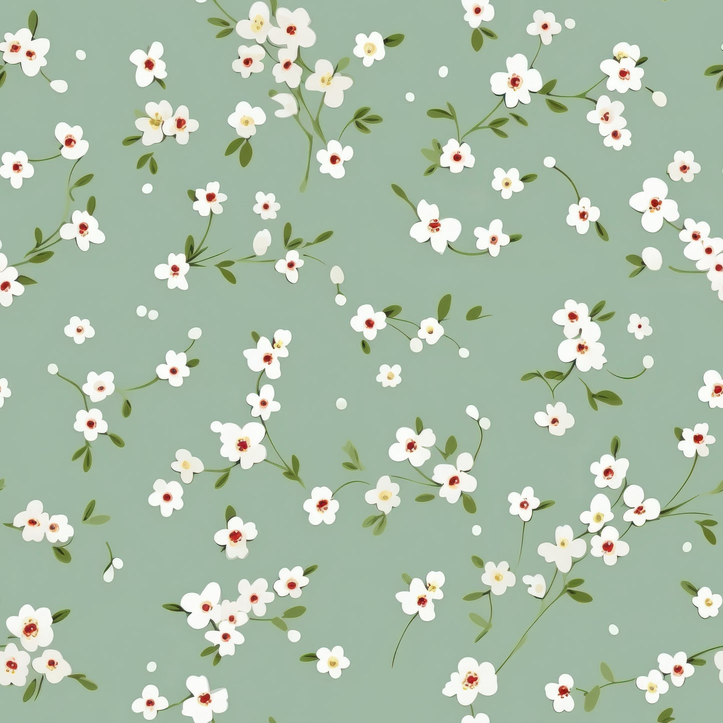 Weiße Blümchen mint - Rib Jersey
