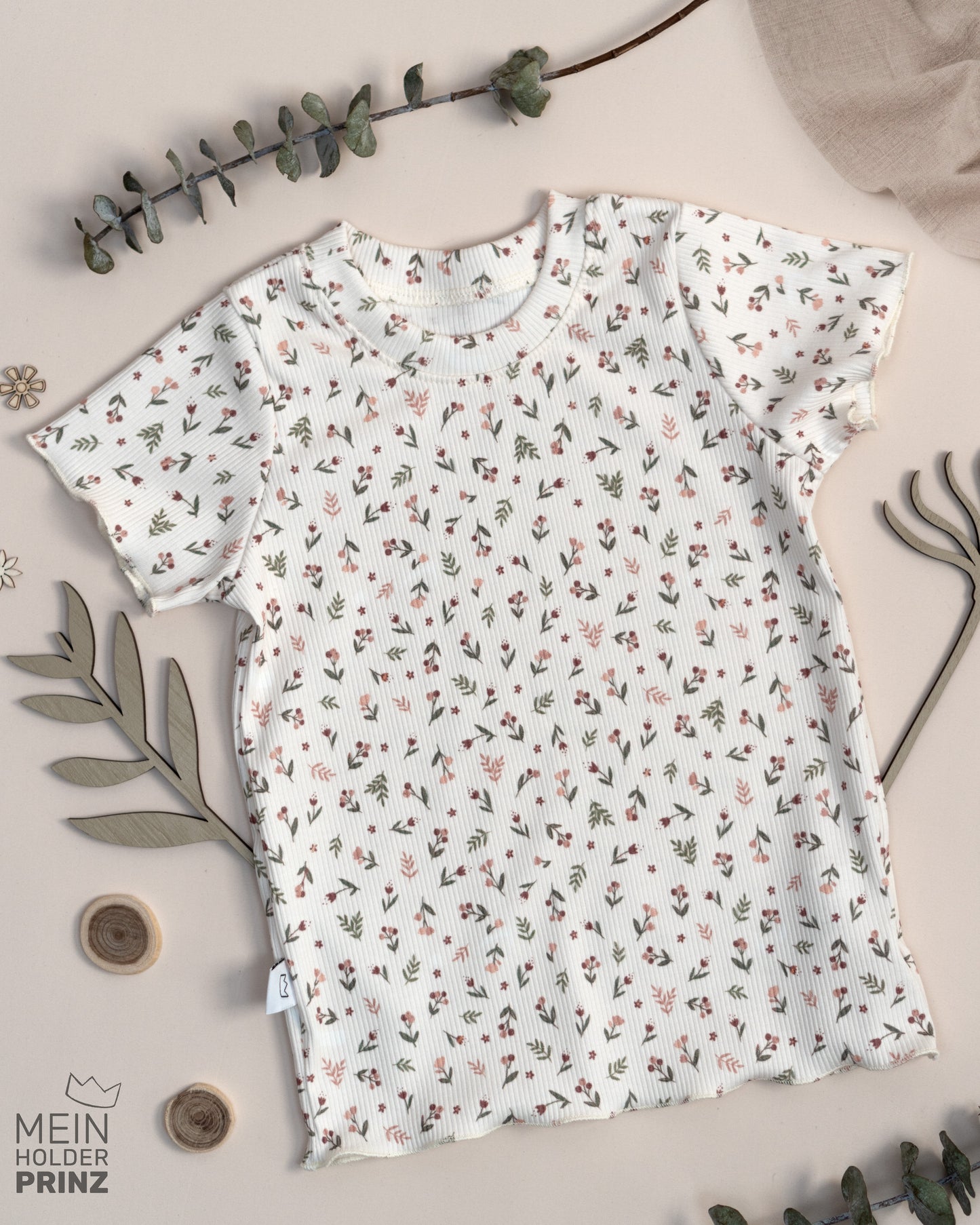 Shirt Rib - Blümchen creme - Mädchen