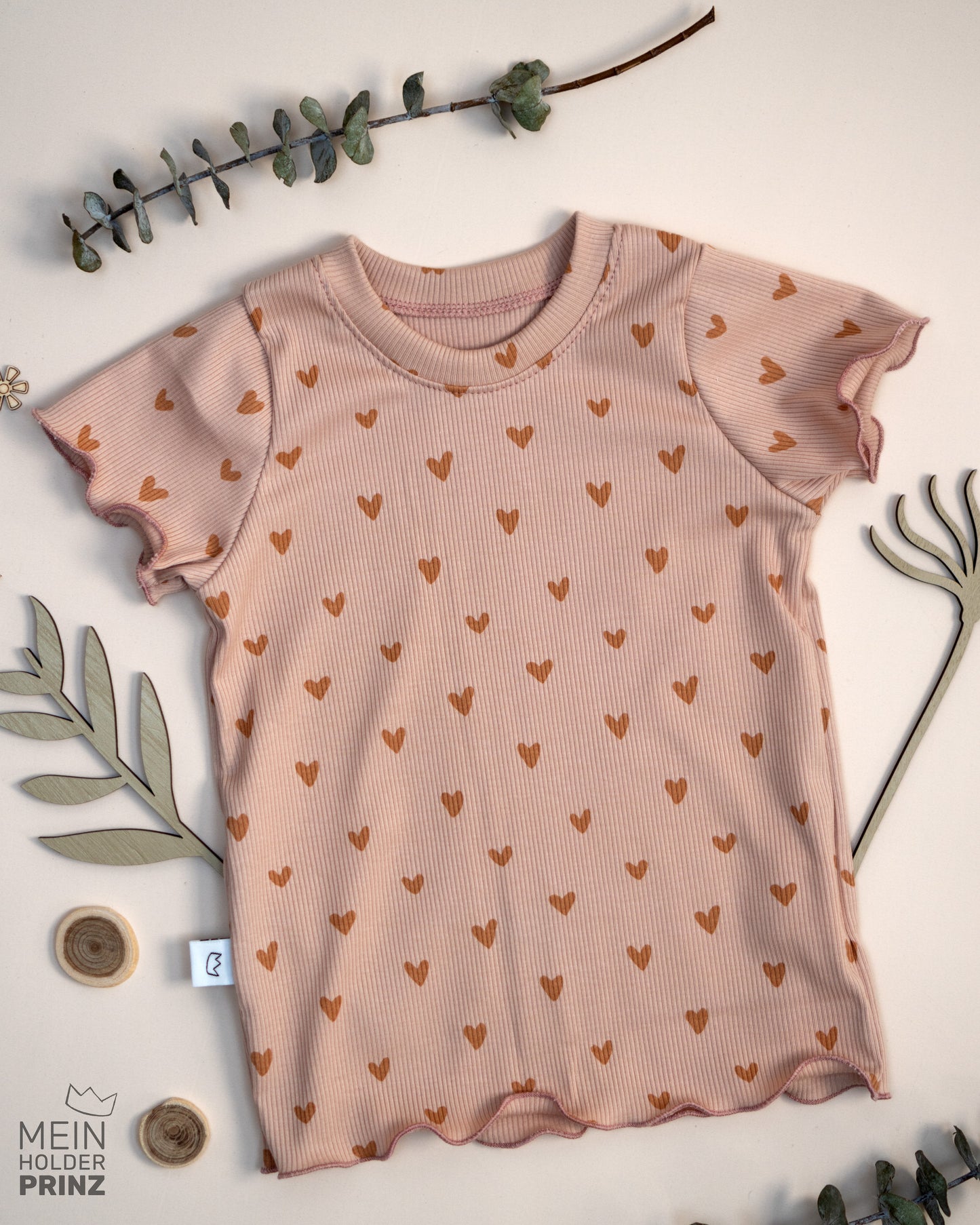 Shirt Rib - Herzen nude pink - Mädchen