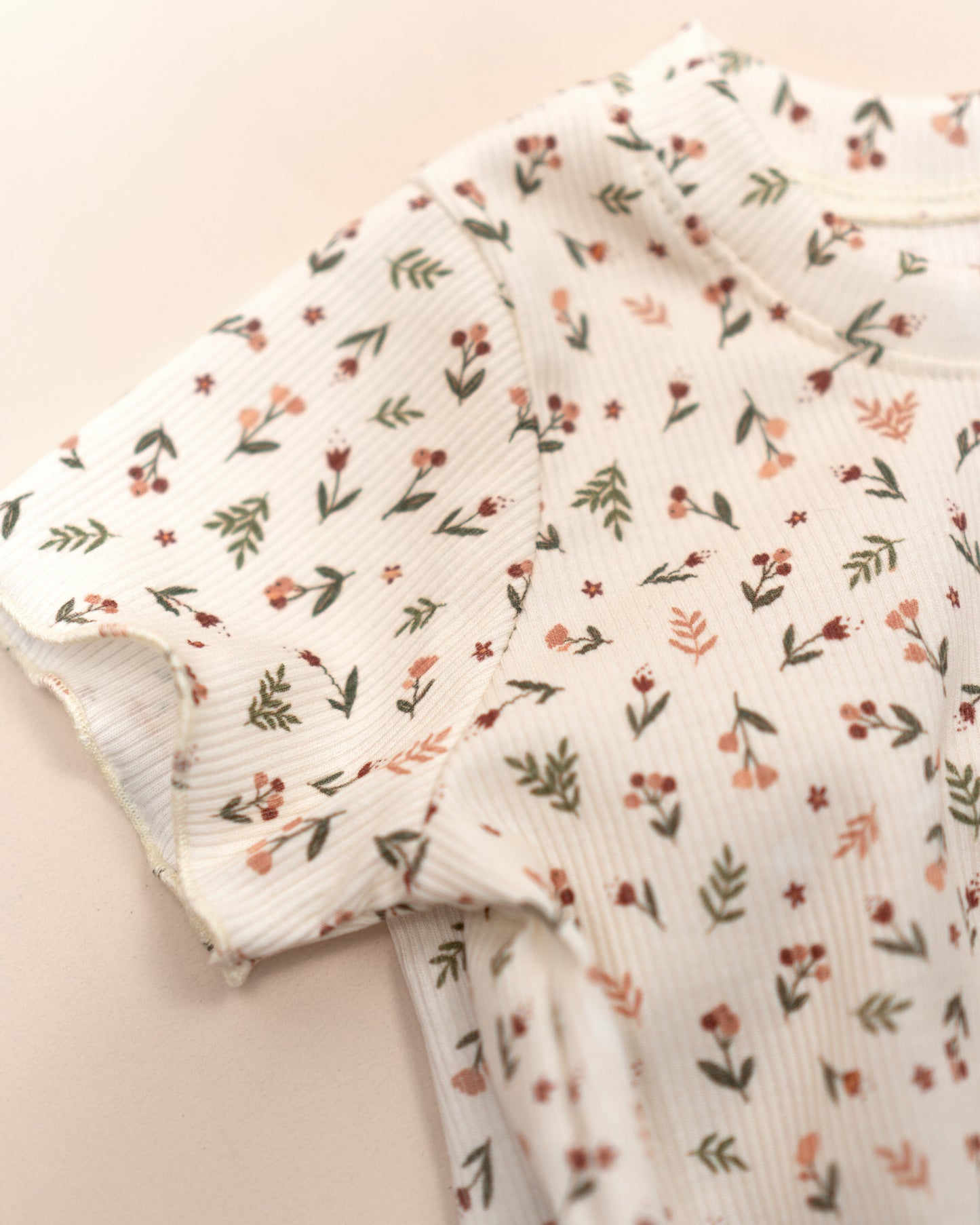Shirt Rib - Blümchen creme - Mädchen