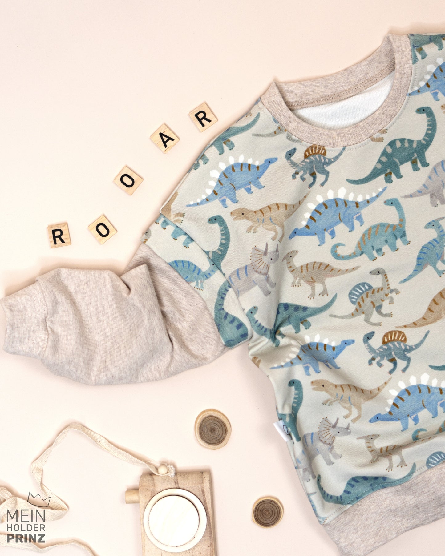 Sweater Dinos blau/beige