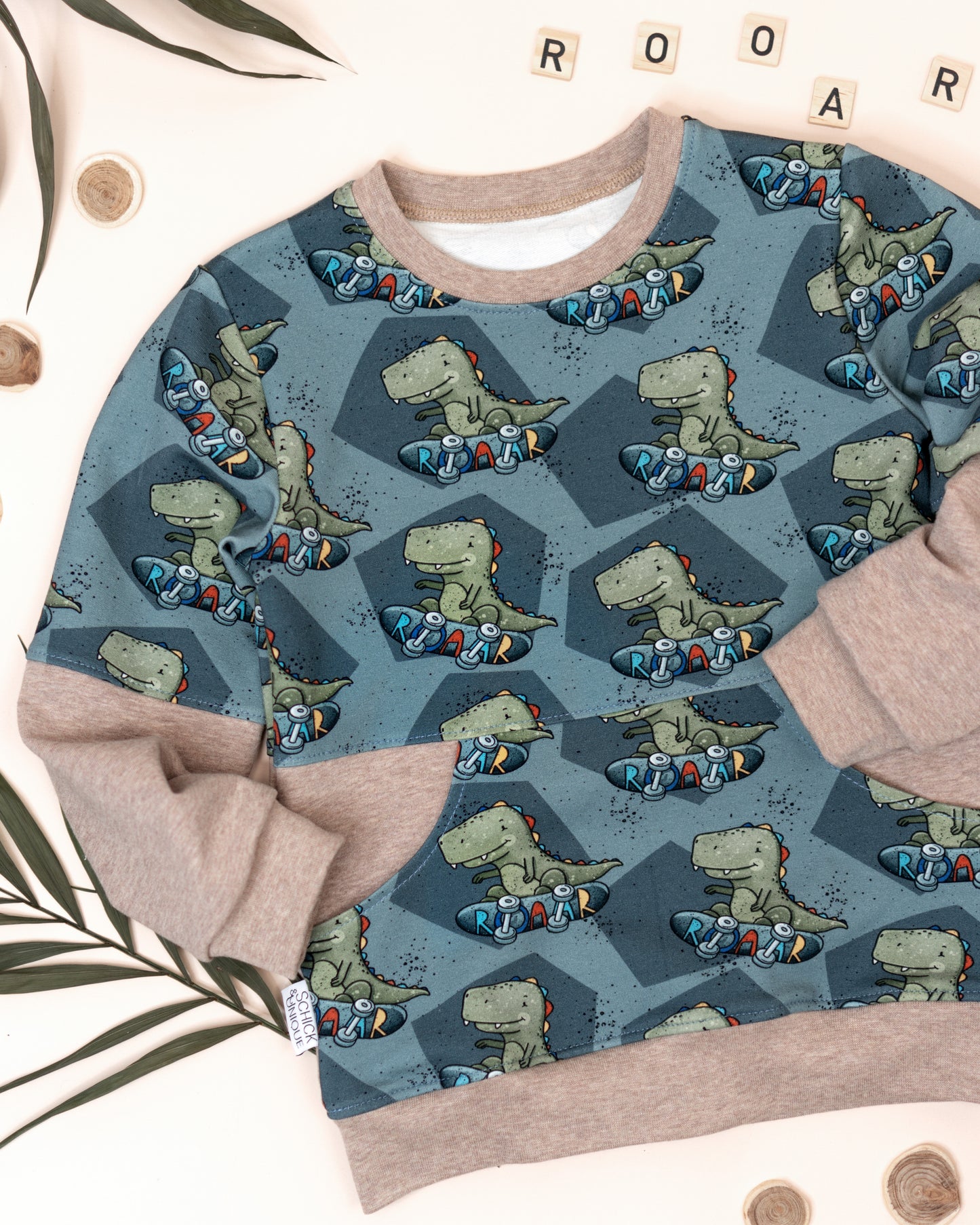 Skate T-Rex blue - French Terry