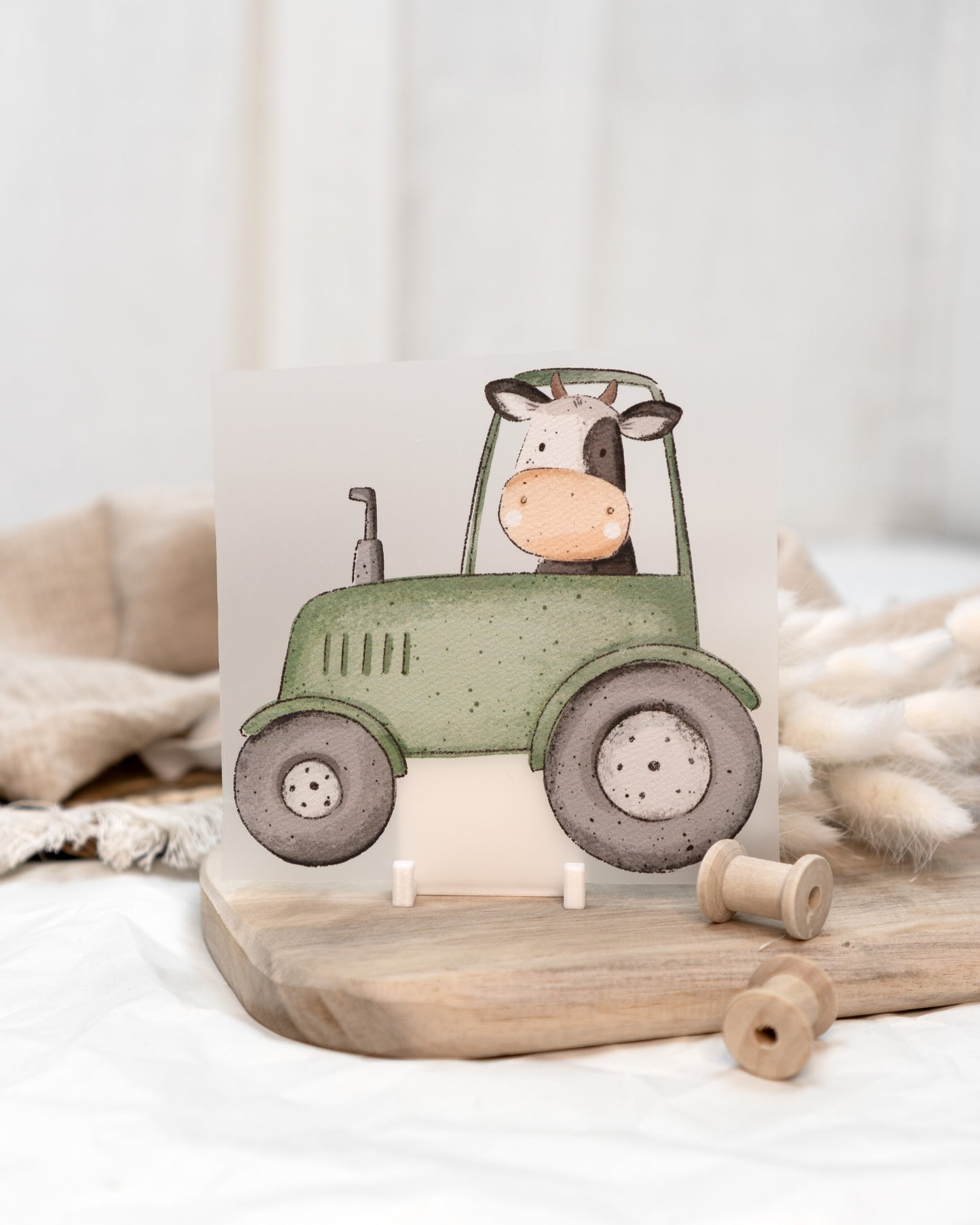 Kuh im Traktor - Bügelbild