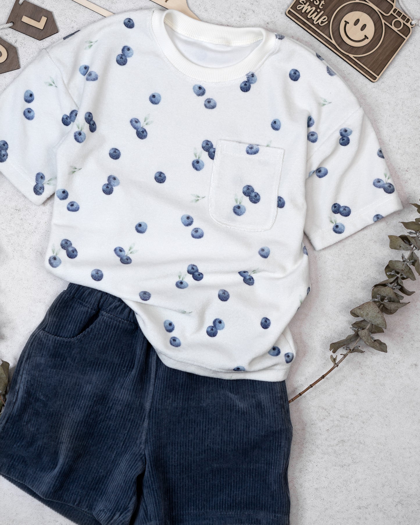 Frottee Blaubeeren- Bio Baumwolle