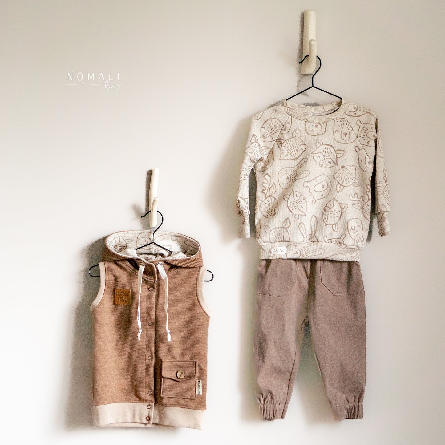 Wood Animals - Rib Jersey ecru meliert