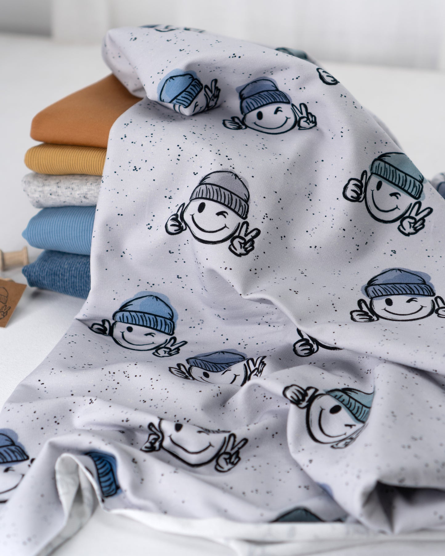 Winter Smiley blau - French Terry