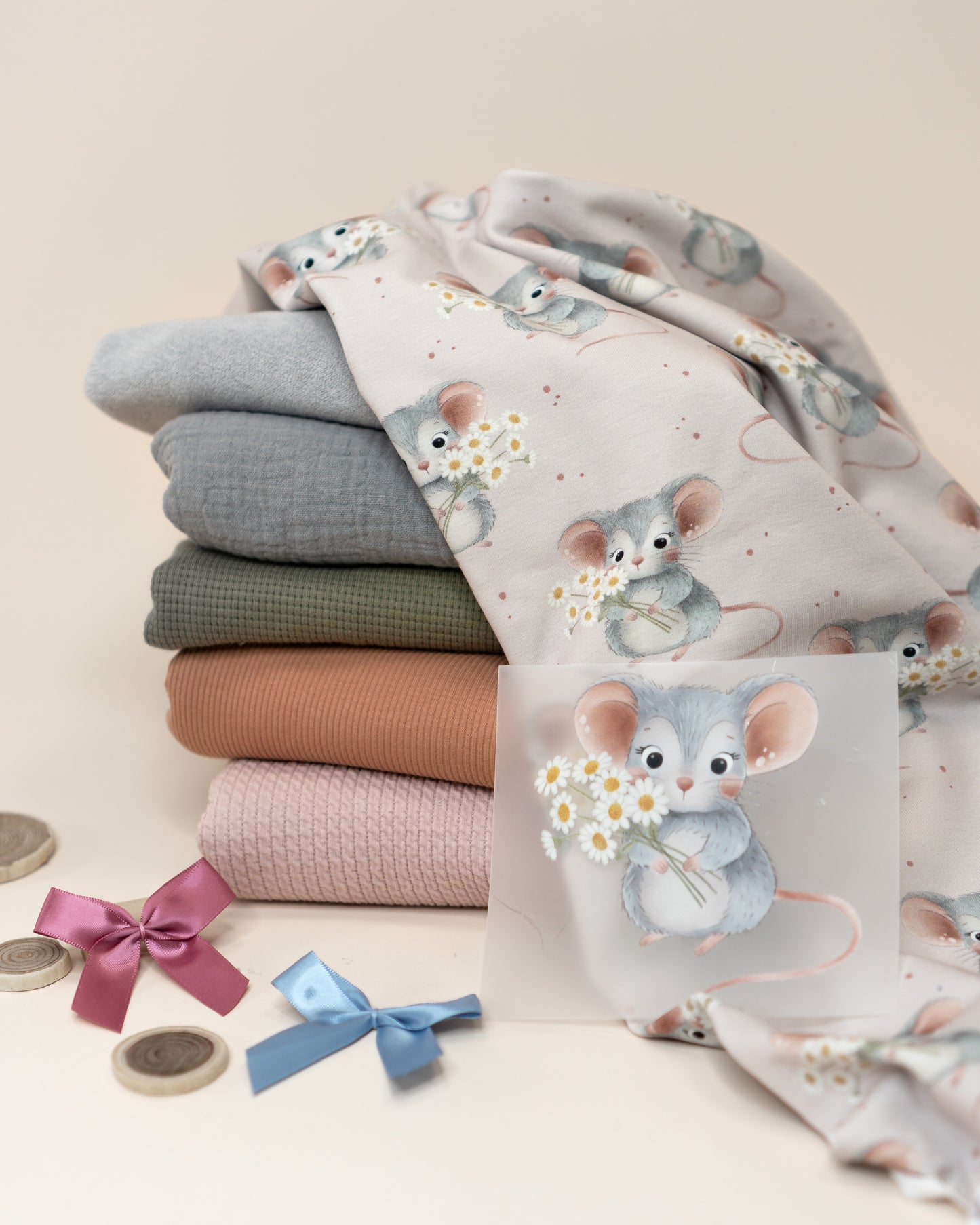Mäuschen mit Blumen rose - Jersey