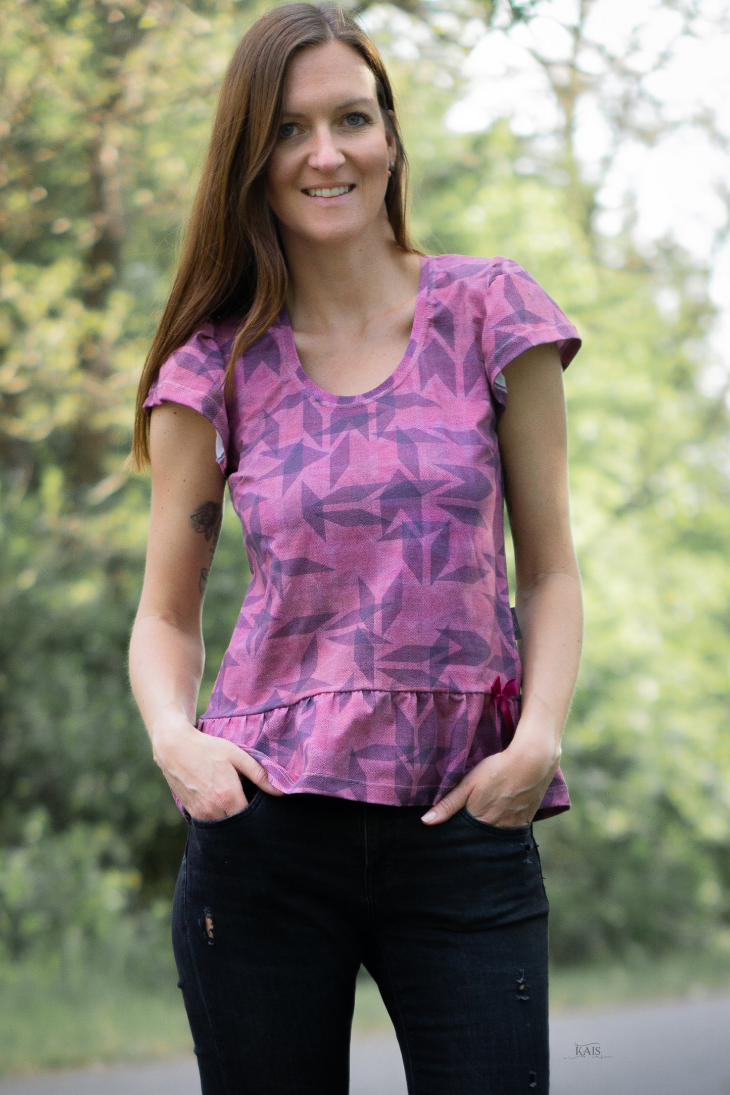 Geometric Design mauve - Jersey