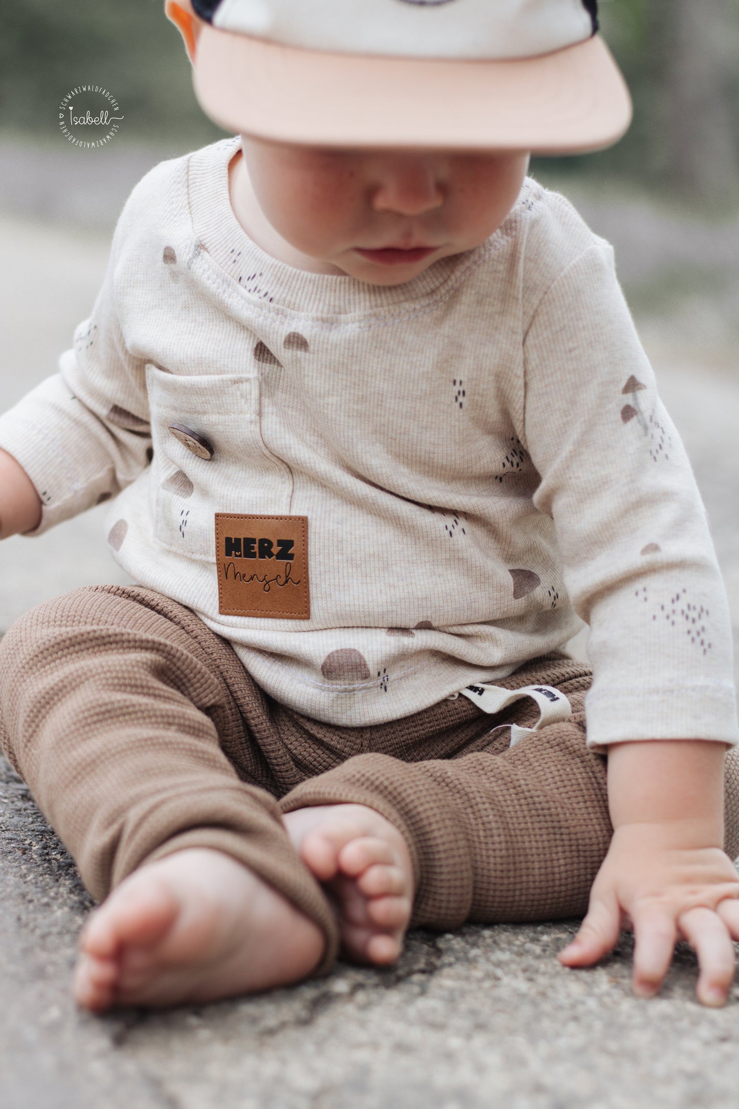 Pilze - Rib Jersey ecru meliert -