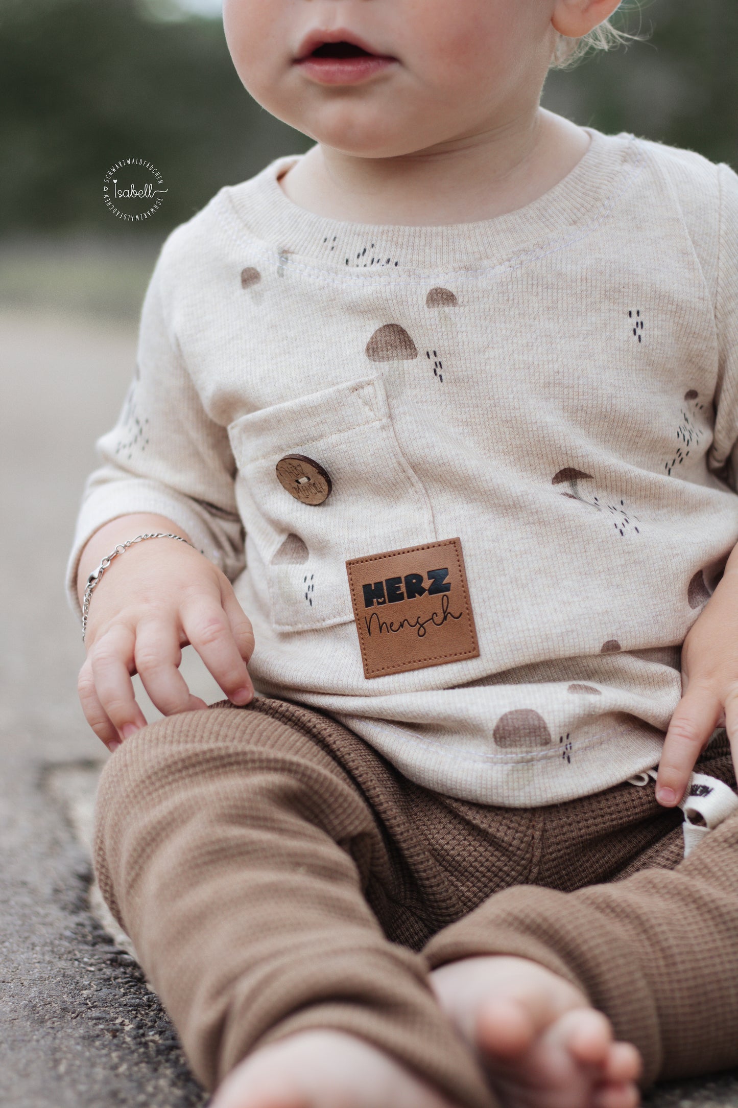Pilze - Rib Jersey ecru meliert -
