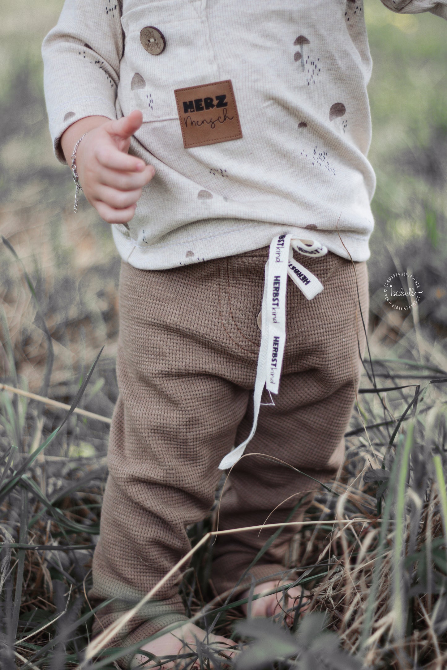 Pilze - Rib Jersey ecru meliert -