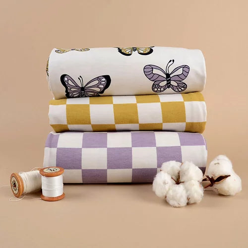 Butterfly cream / dusty lilac - Jersey - Tygdrömmar