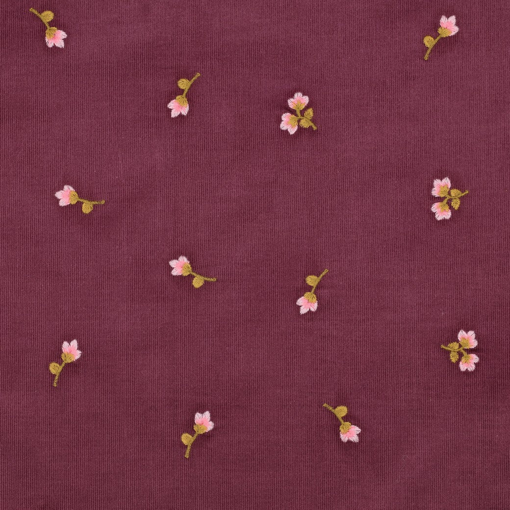 Fein Cord Blumen embroidery - Bordeaux