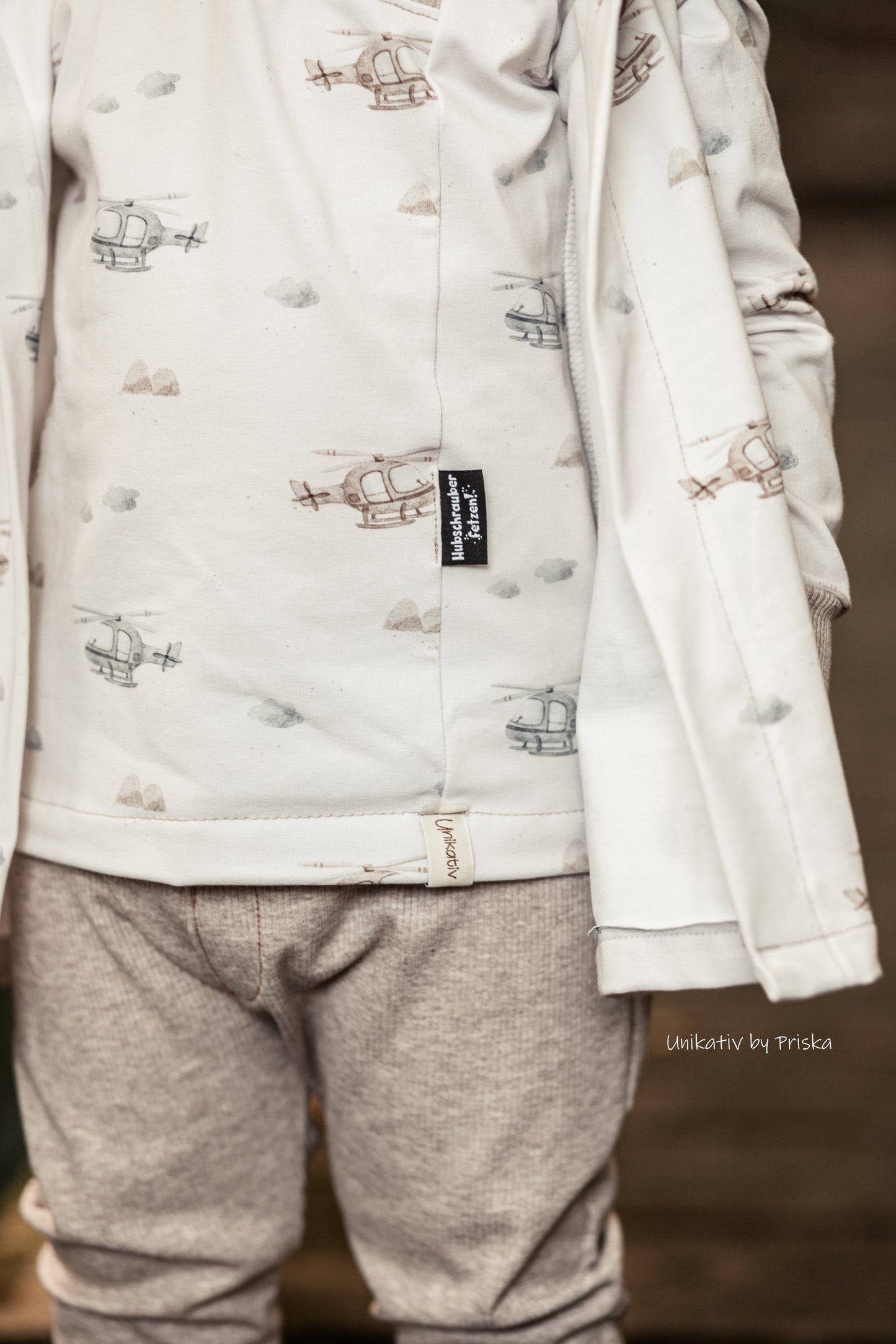 Hubschrauber fetzen - schwarzes Web Label