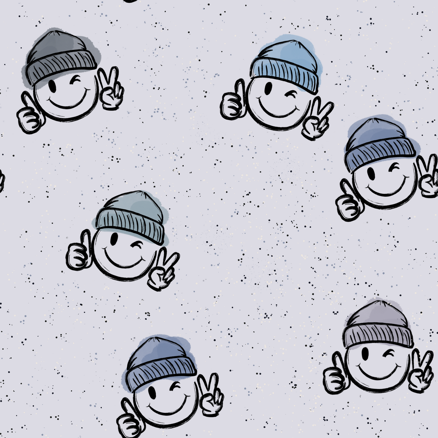 Winter Smiley blau - French Terry