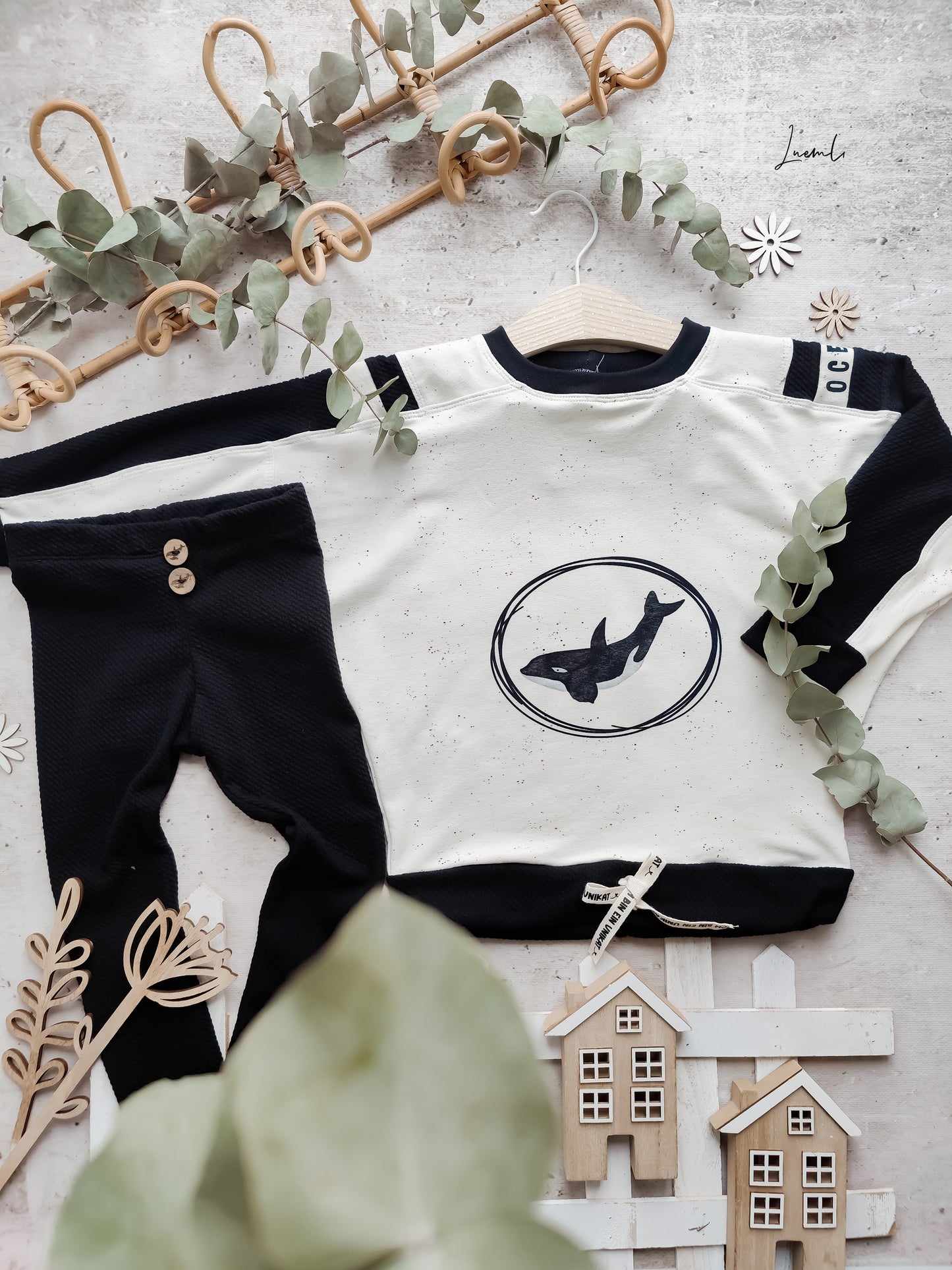 Mini Zopfmuster Jersey schwarz