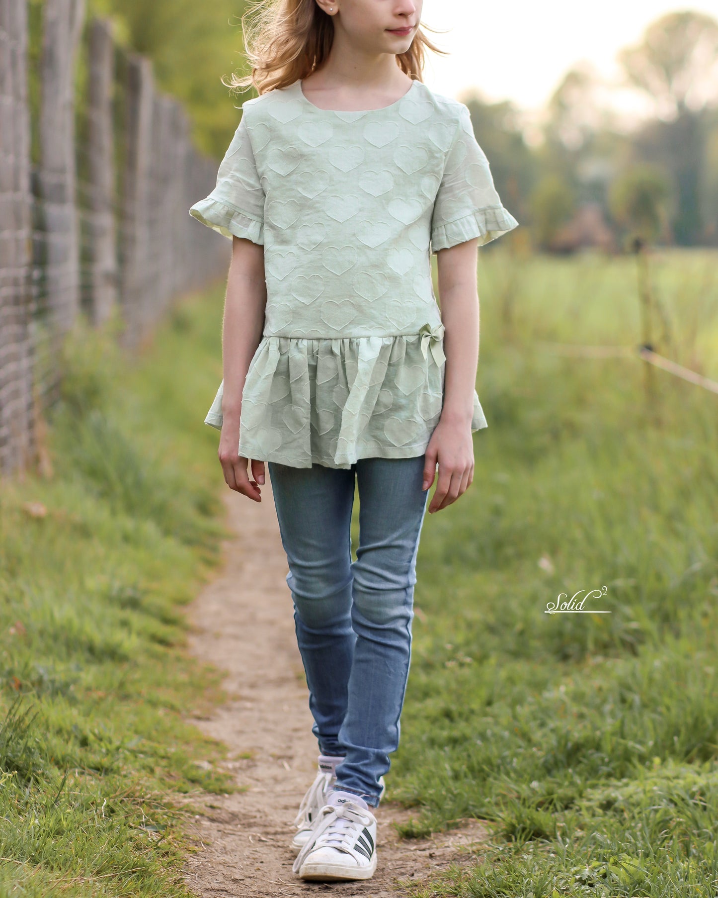 Baumwolle mit Herzen mint