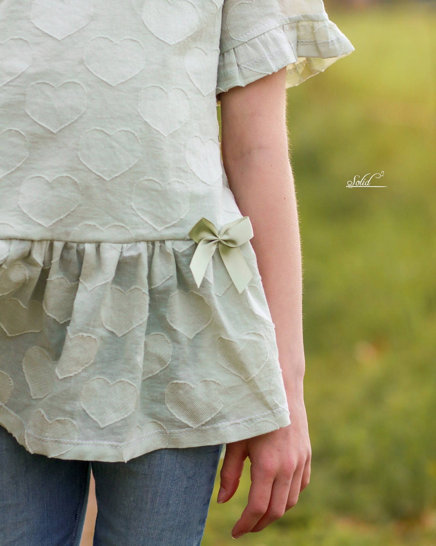 Baumwolle mit Herzen mint