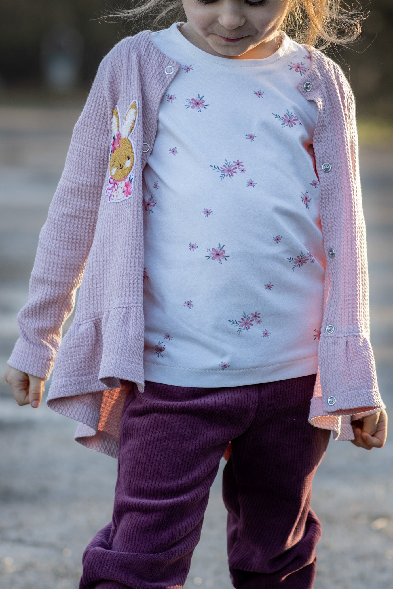 REST 1,05m Hasenmädchen Kombi Blümchen - Jersey