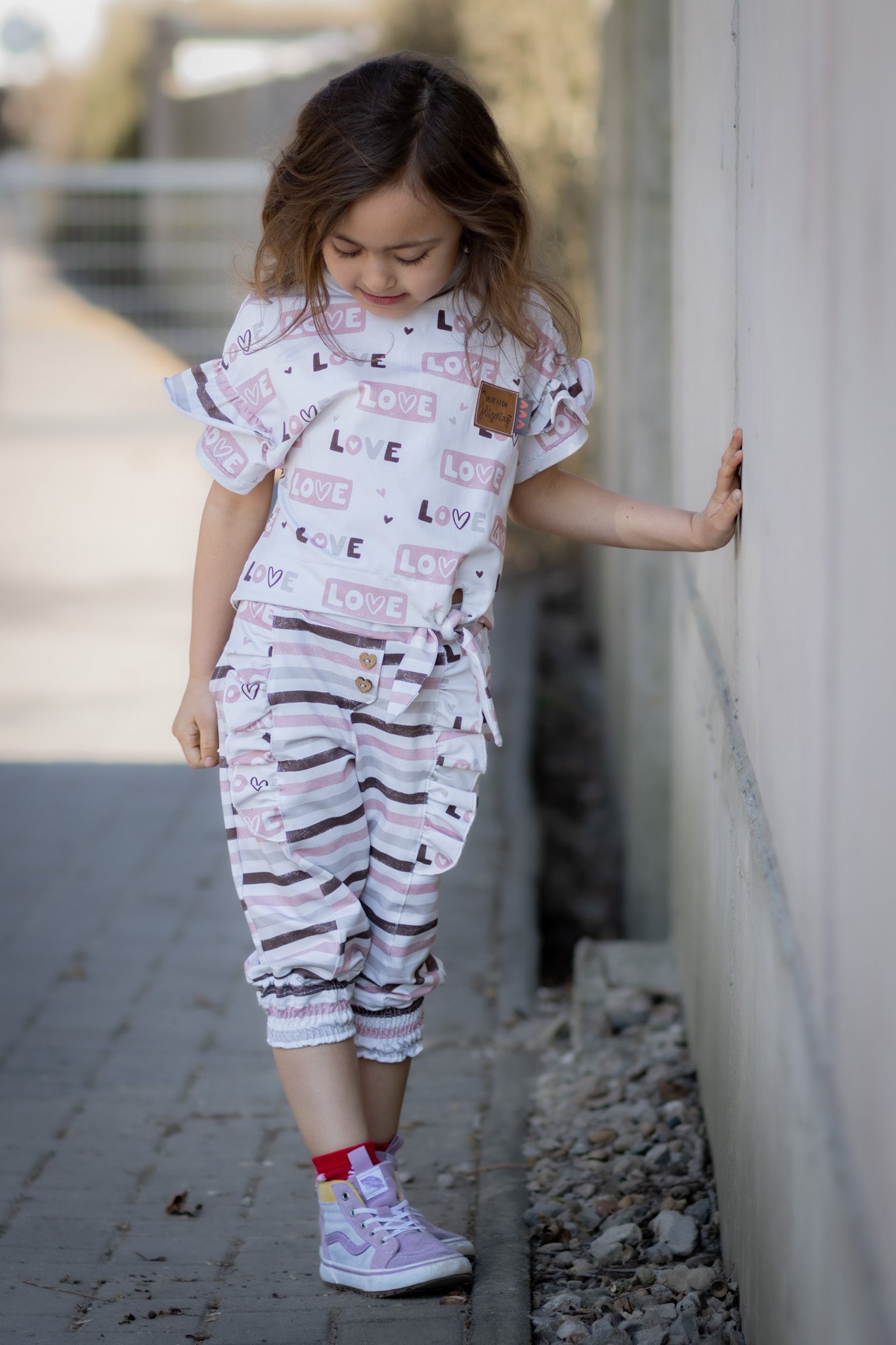 Streifen rose/beige/braun - Jersey (Kombi LOVE)