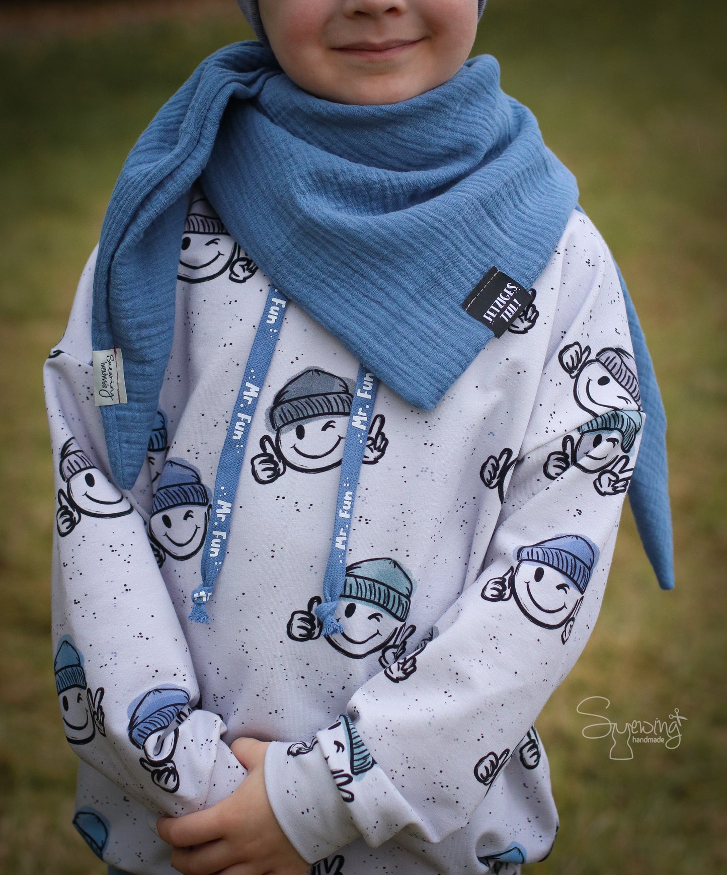 Winter Smiley blau - French Terry