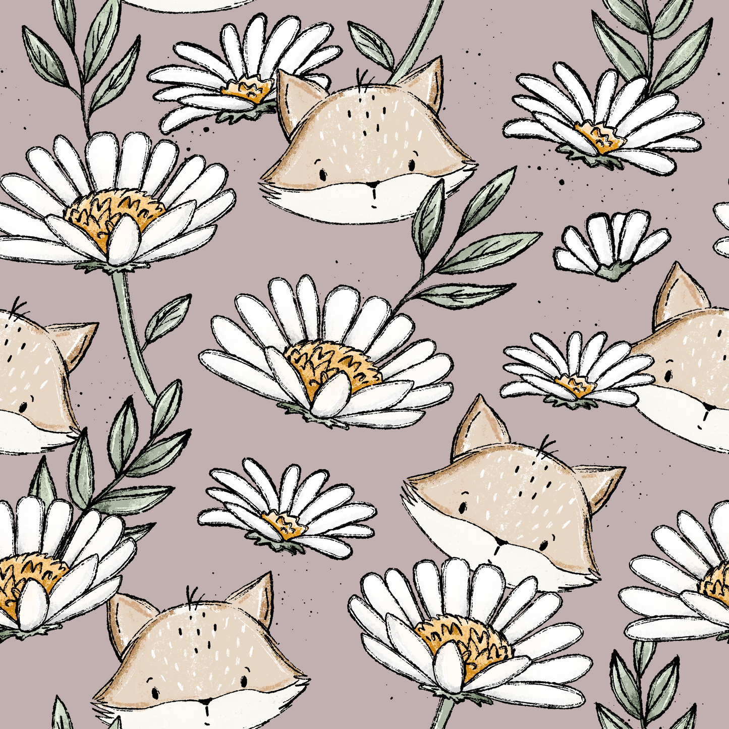 Fuchswiese Margeriten Liebe mauve uni - Jersey