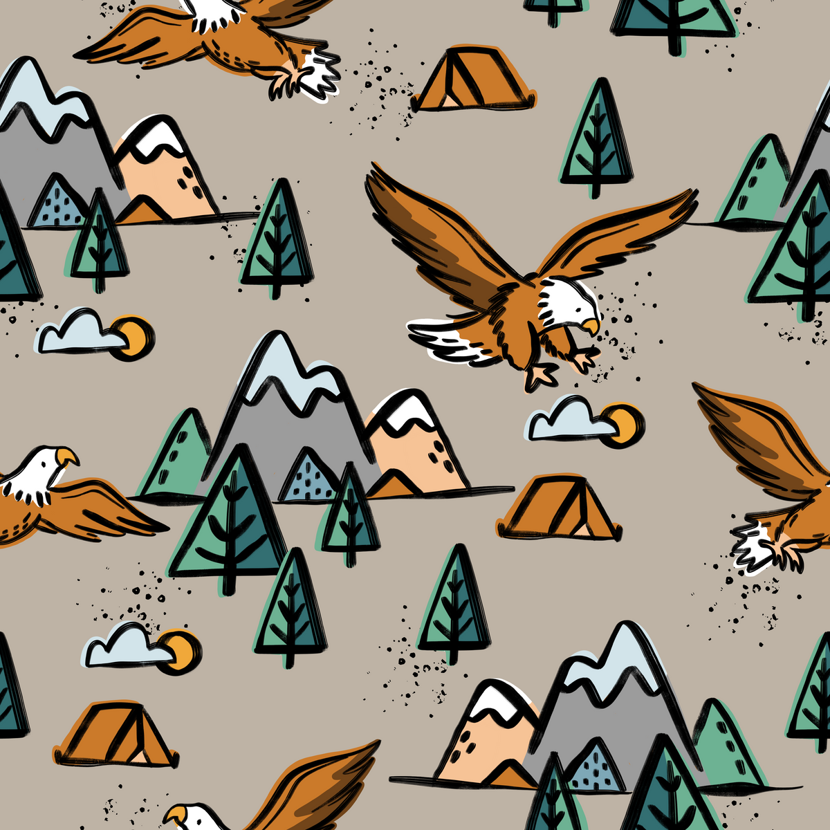 Eagle & Mountains - French Terry