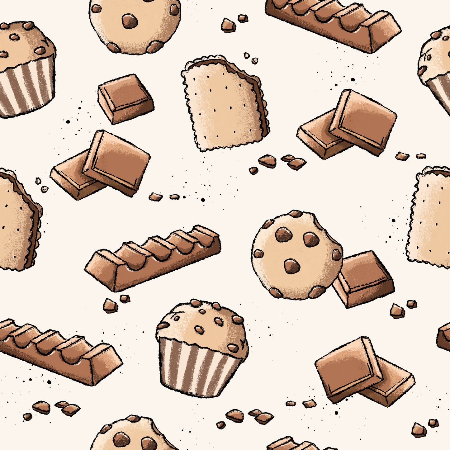 Schokolade, Cookie & Muffin offwhite - Rib Jersey