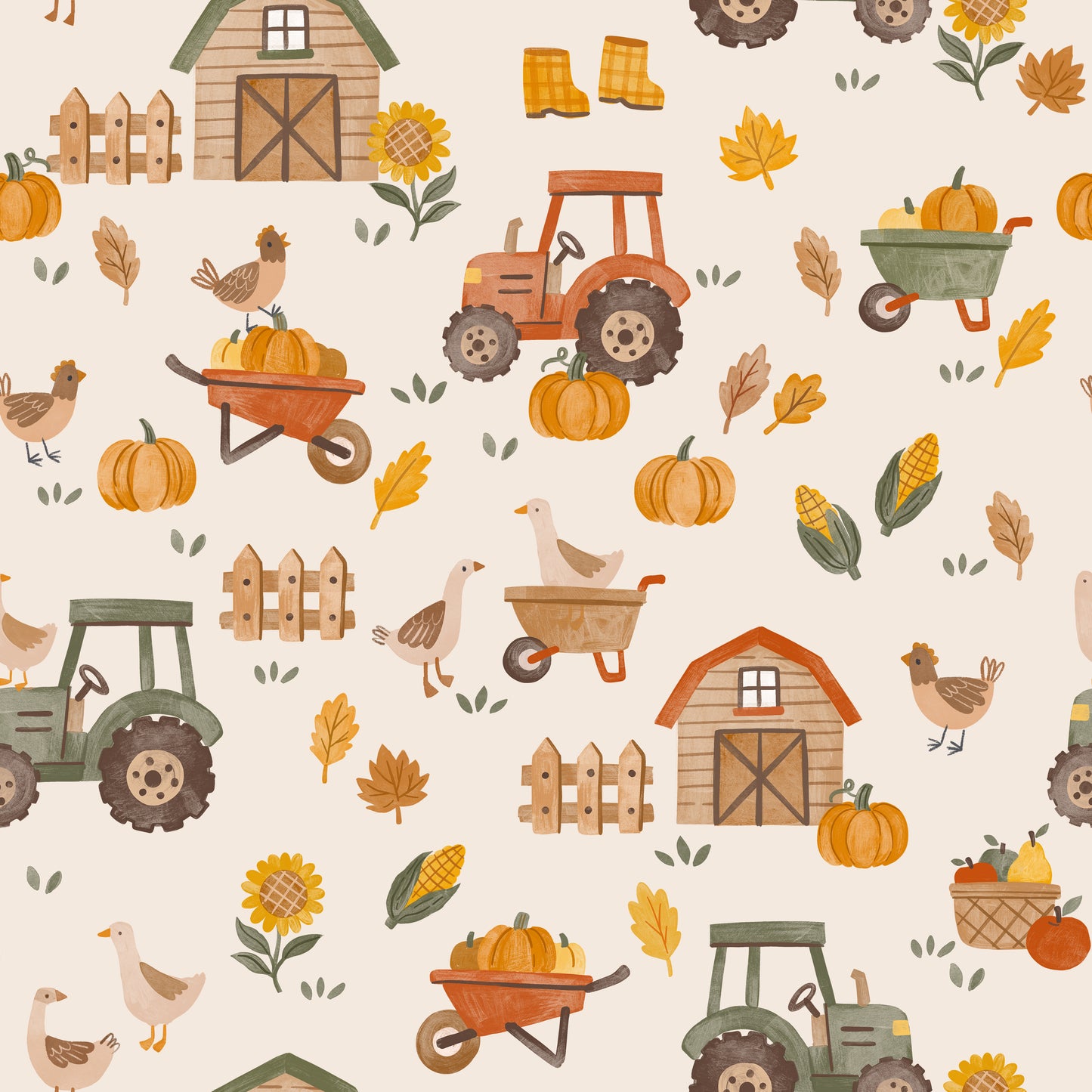Bauernhof im Herbst - French Terry