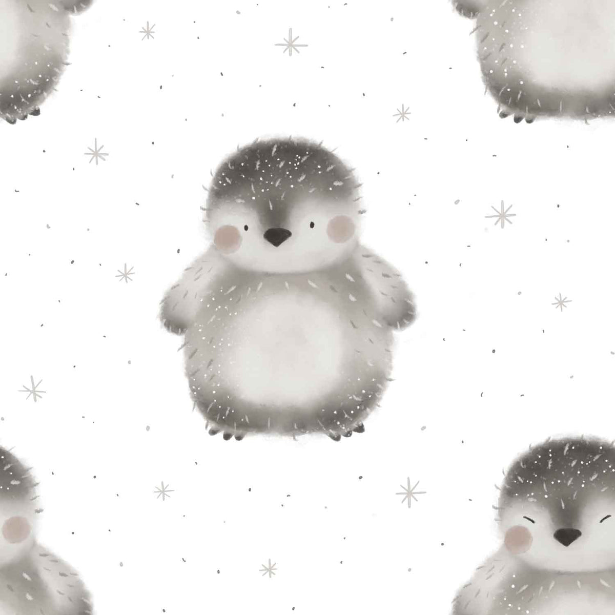 Pinguine mit kleinen Schneeflocken - French Terry