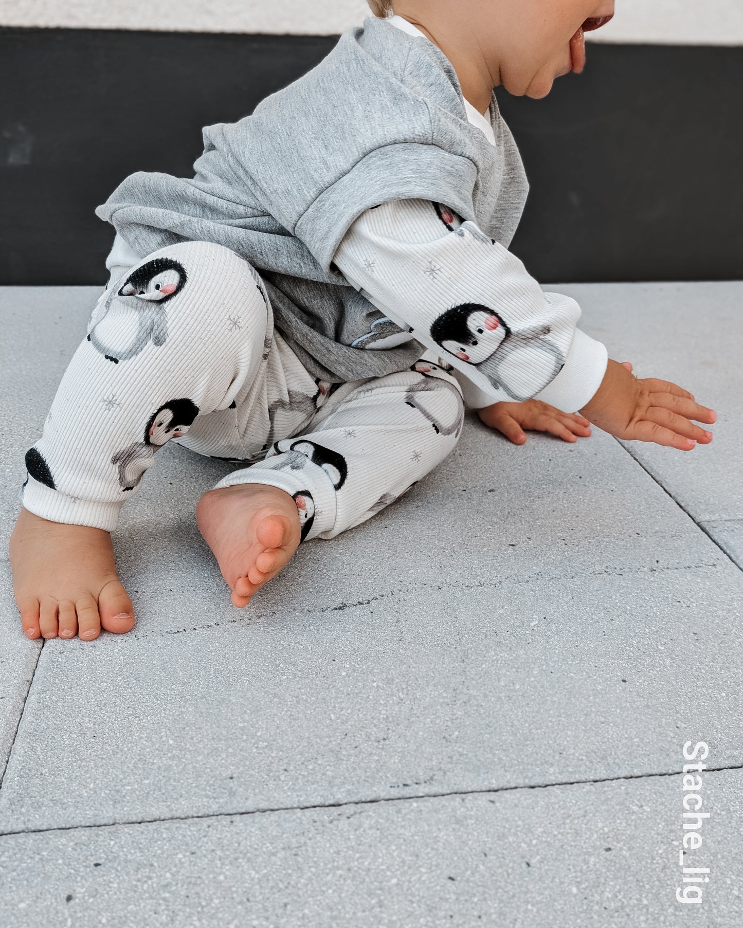 Pinguin & Schneeflocken- Rib Jersey