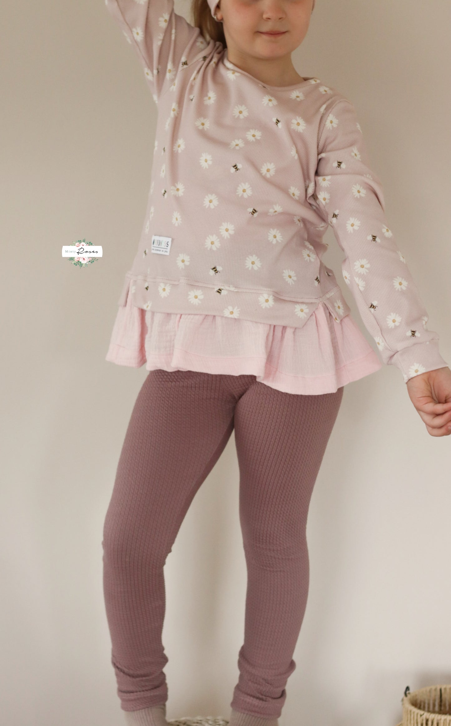Gänseblümchen & Biene rose - Rib Jersey