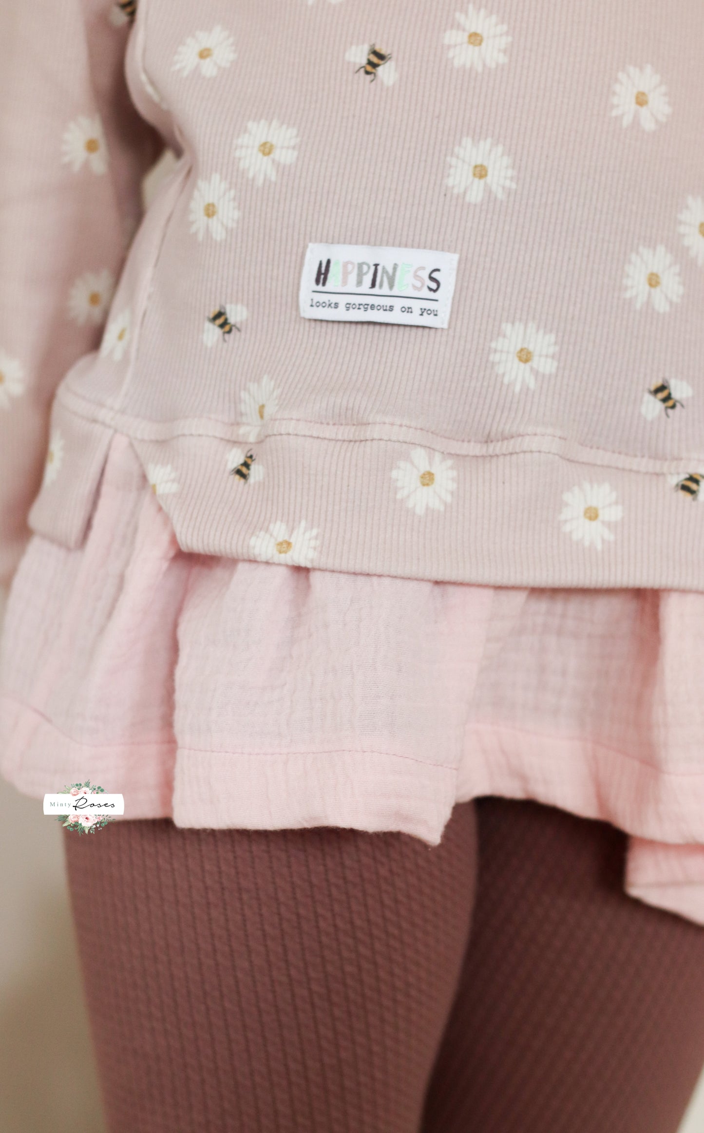 Gänseblümchen & Biene rose - Rib Jersey