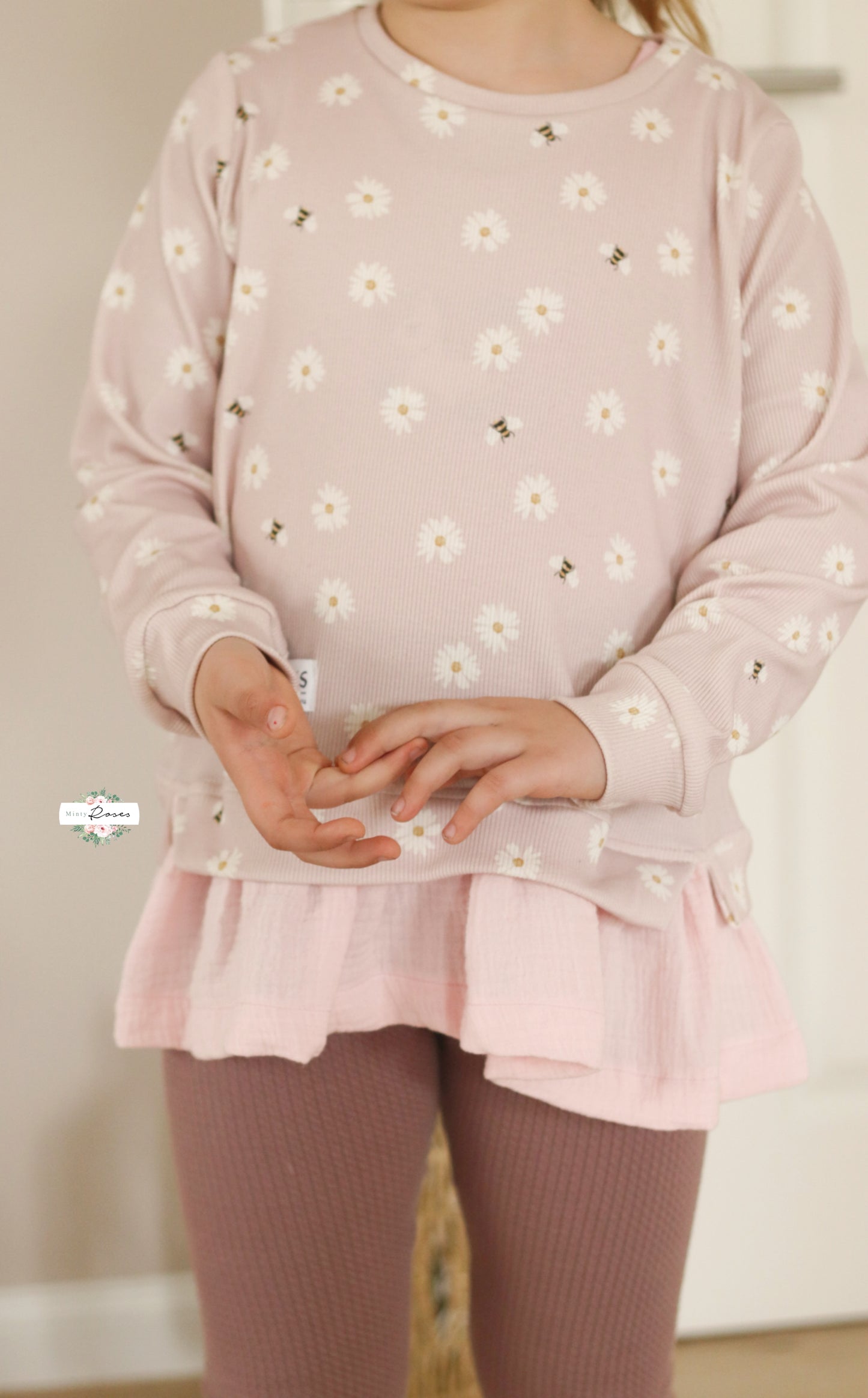 Gänseblümchen & Biene rose - Rib Jersey