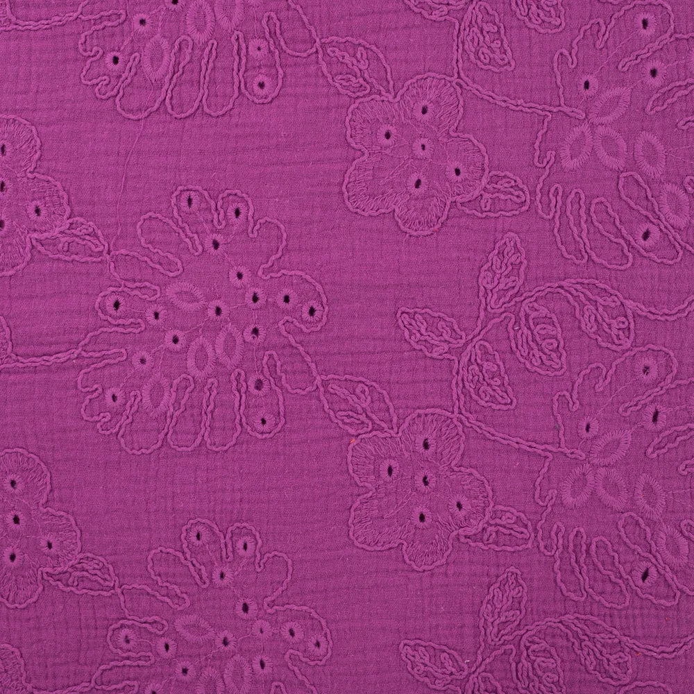 Musselin Blumen Lochstickerei Cyclam