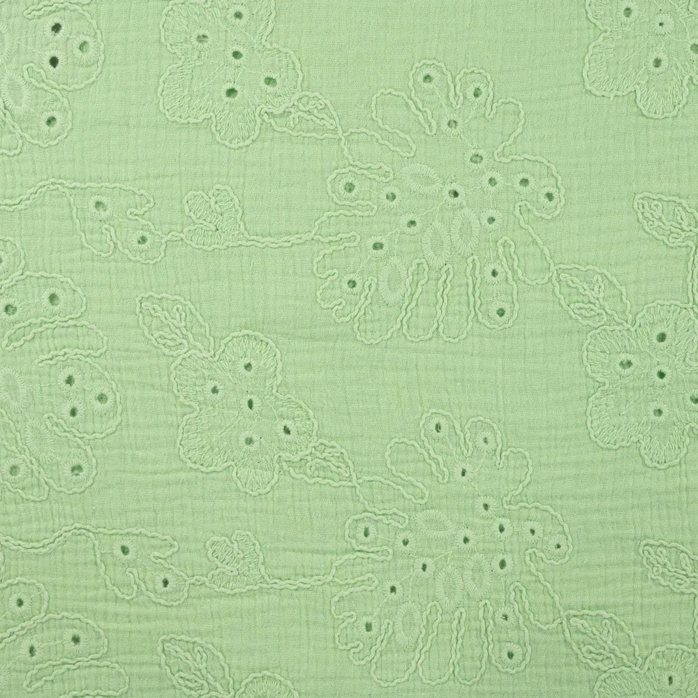 Musselin Blumen Lochstickerei Mint